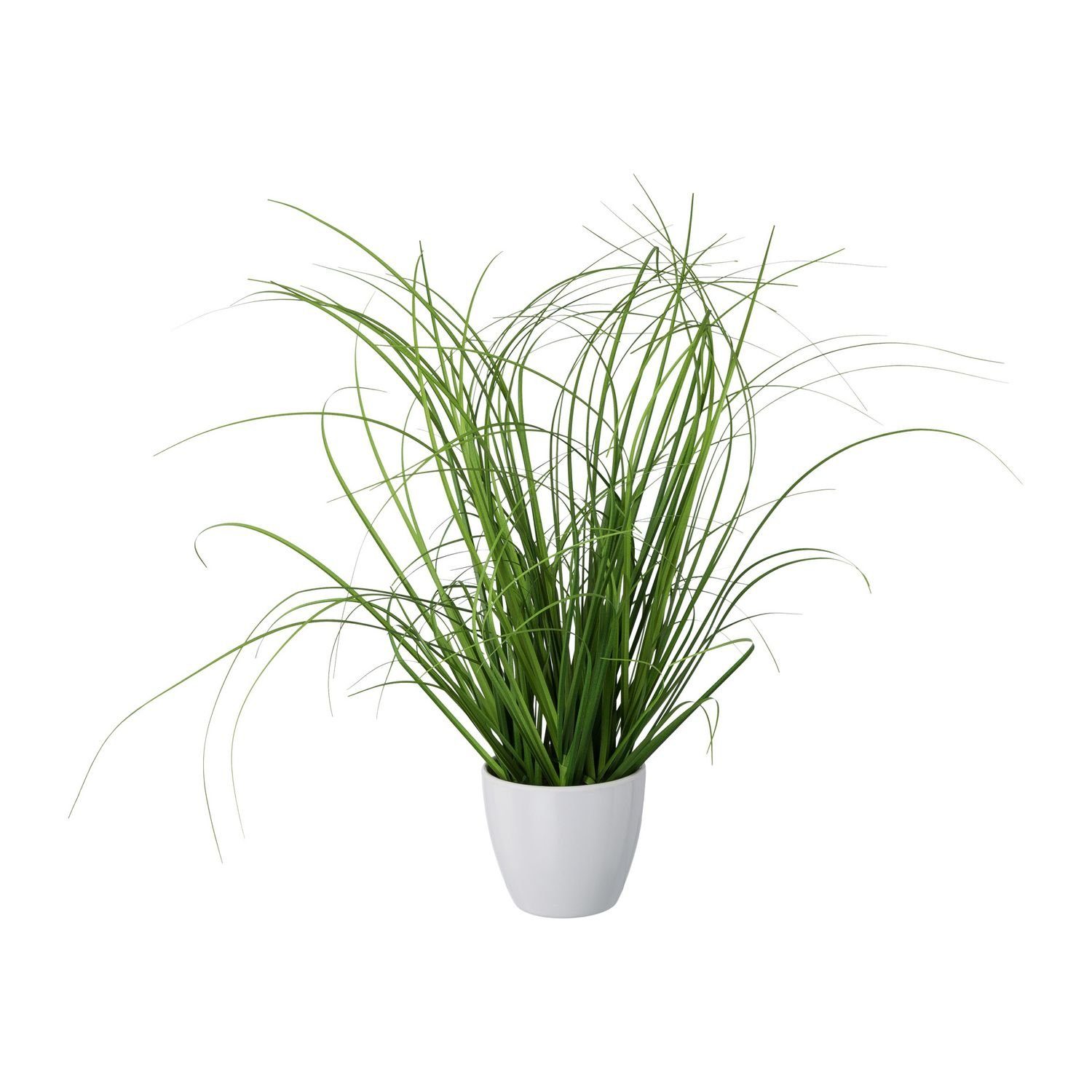 Kunstpflanze 3er Set künstlicher Grasbusch im weißen Kunststofftopf 40 cm