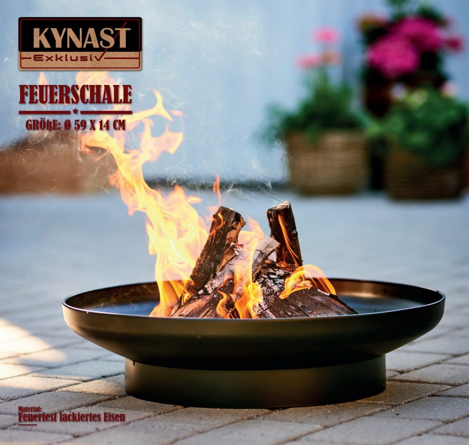 Kynast Feuerschale Feuerstelle runde Gartenfeuersteller Terrassenfeuer Gartenfeuer, Schale aus feuerfest lackiertem Eisen