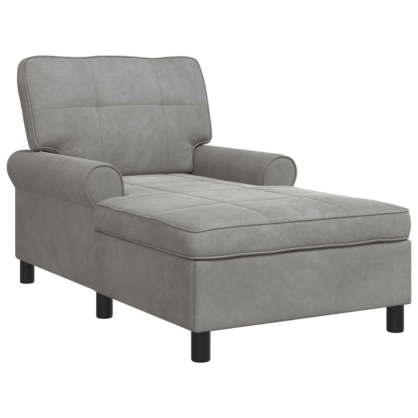 vidaXL Chaiselongue Lounge-Liege mit Kissen Hellgrau 91 x 157 x 91 cm Samt, 1 Teile