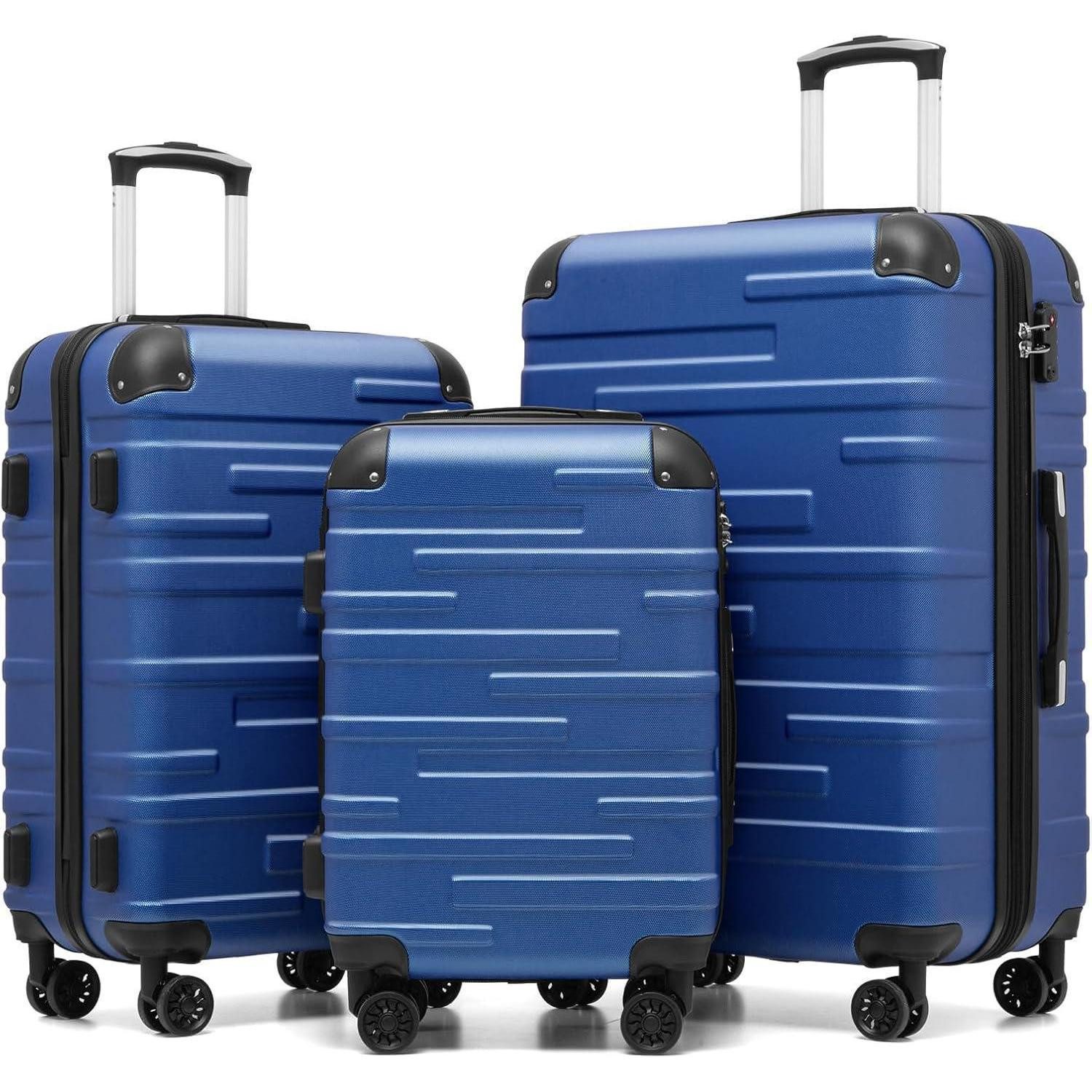 LuxusKollektion Hartschalen-Trolley Hartschalen-Koffer Rollkoffer Reisekoffer TSA-Schloss Navy Blau 4