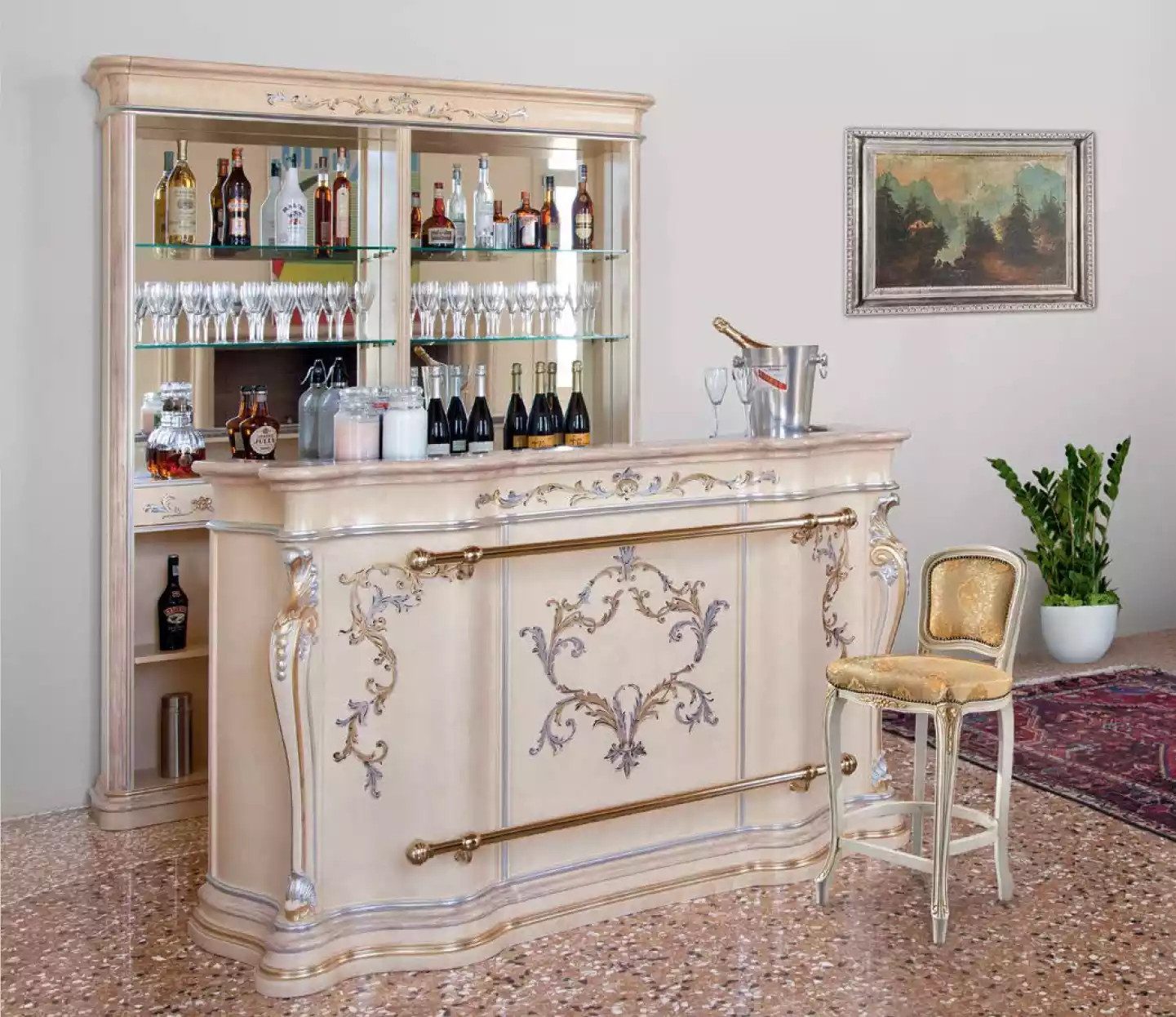 Barschrank Klassische Bartheke Barschrank Designer Möbel Massivholz Vitrine Bar