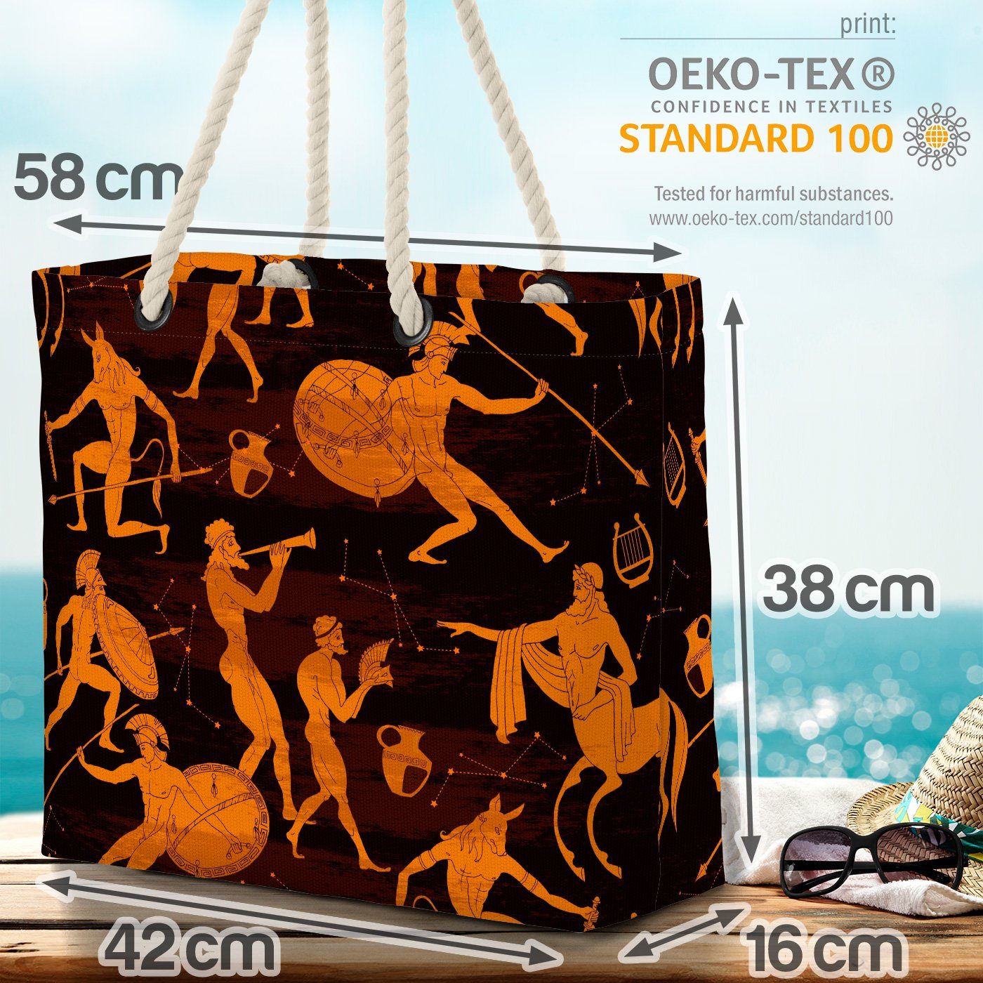 Mythologie Griechenland VOID Sternzeichen Strandtasche Griechische Geschi Sagen Kämpfer (1-tlg),