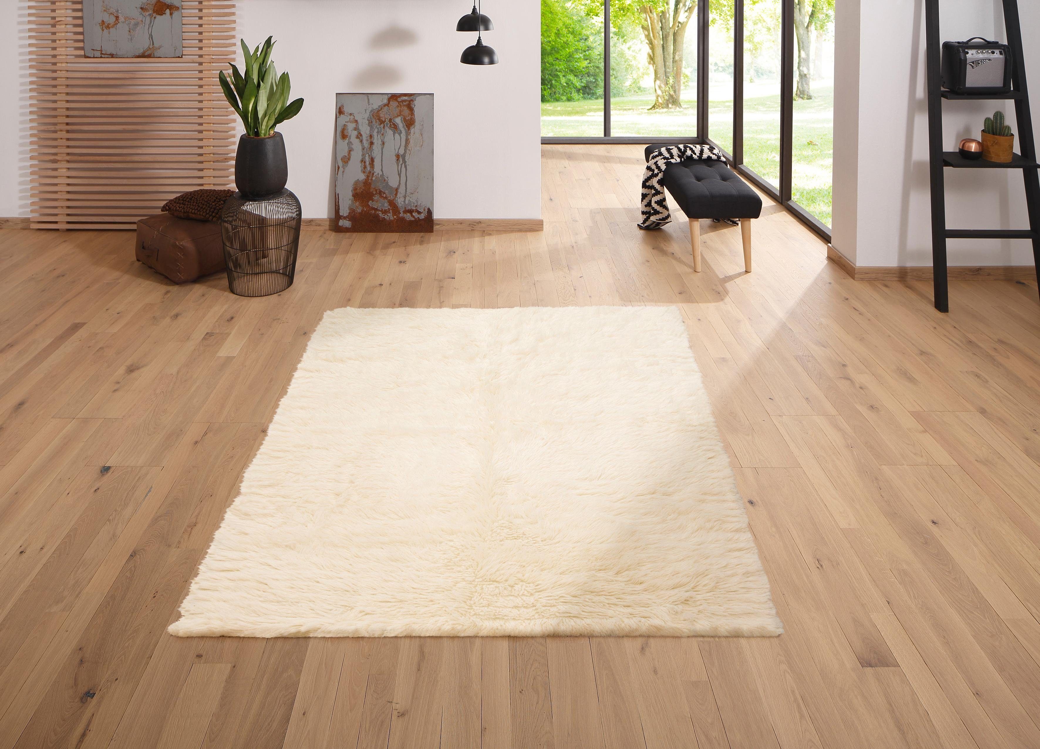 OTTO home Wollteppich Lucy, rechteckig, Höhe: 40 mm, reine Wolle, echter Flokati, handgewebt