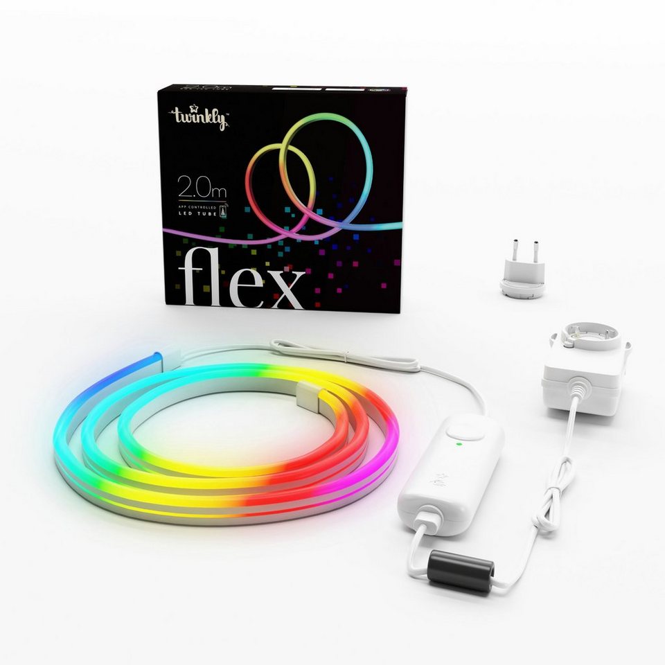 twinkly LED-Lichterschlauch Flex, Smarter RGB LED Schlauch, 2m Länge, Weiß,  WiFi, Gen II, IP20