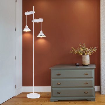 Globo Stehlampe, Leuchtmittel nicht inklusive, Stehlampe Wohnzimmerleuchte Keramik weiß Holz 2 Flammig H 168 cm