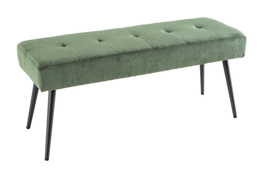 riess-ambiente Sitzbank BOUTIQUE 100cm grün/schwarz - Cord-Bezug, Metallbeine (Einzelartikel, 1-St), bequeme Polsterung mit Ziernähten – ideal für Flur oder Wohnbereich