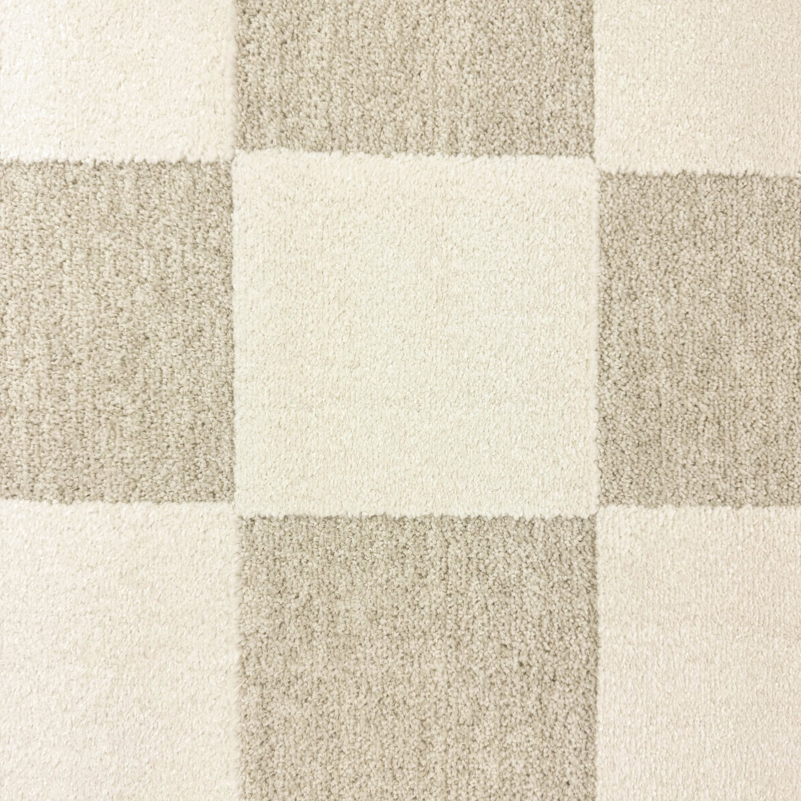 Carpetia Teppich Wohnzimmerteppich im Karomuster flauschig robust in Creme günstig online kaufen