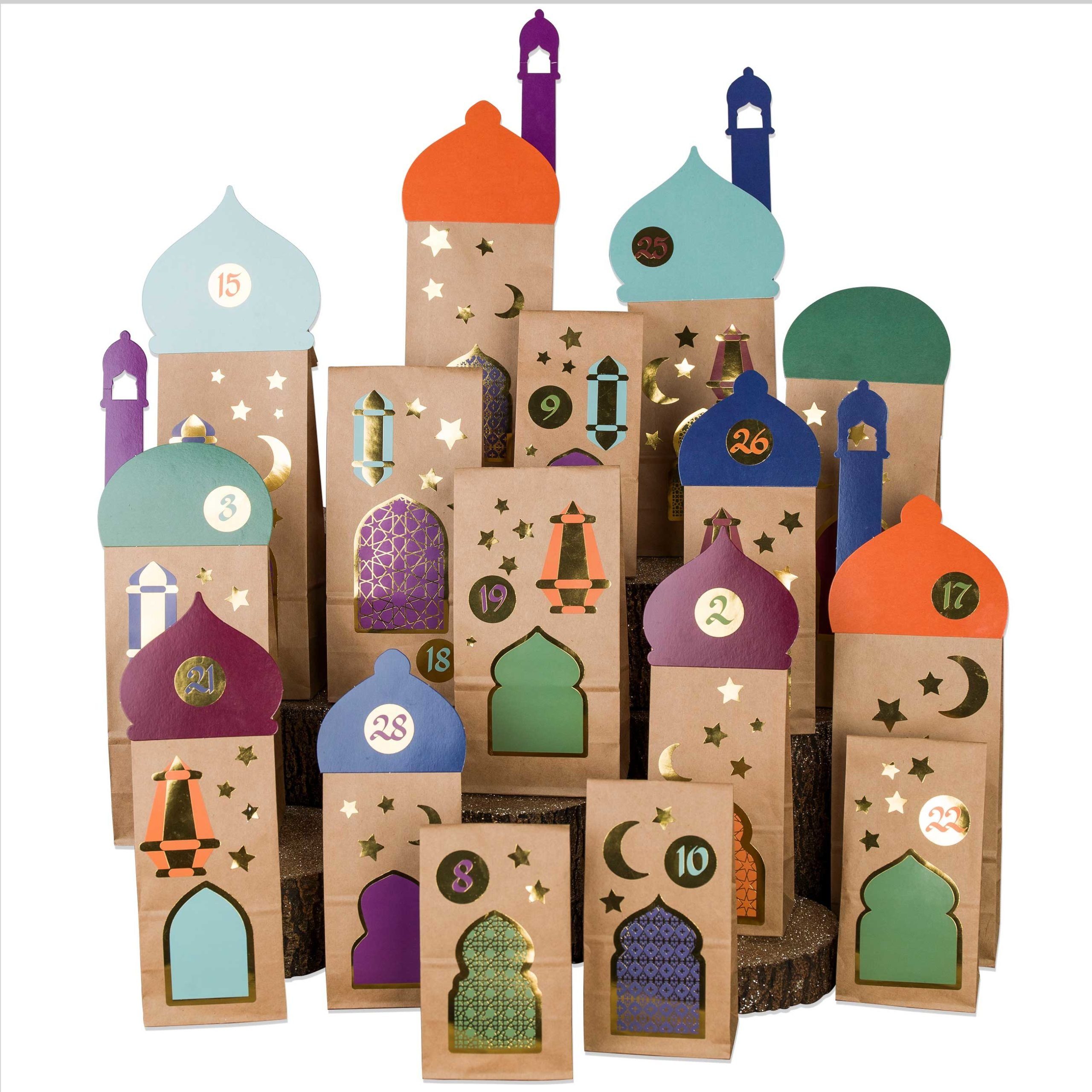 PAPIERDRACHEN befüllbarer Adventskalender 30 Ramadan-Geschenktüten mit Stanzteilen, zum Befüllen und Verschenken