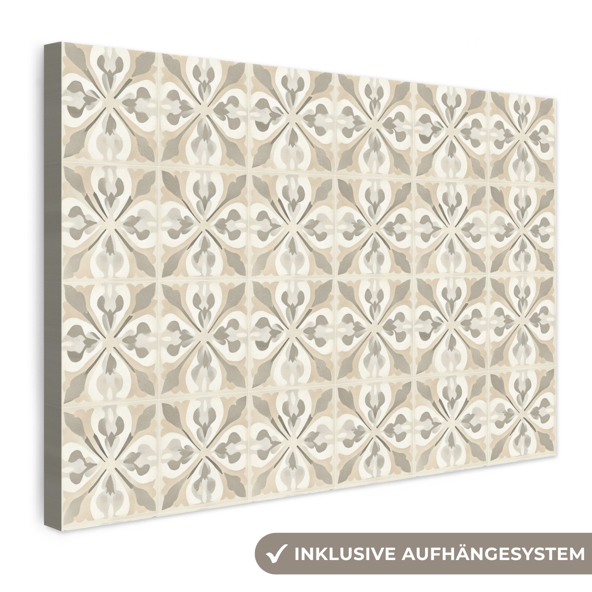 OneMillionCanvasses® Leinwandbild Fliese - Motiv - Beige, Fotodruck (1 St), Leinwand Bilder Klein, Wand Dekoration Aesthetic 30x20 cm
