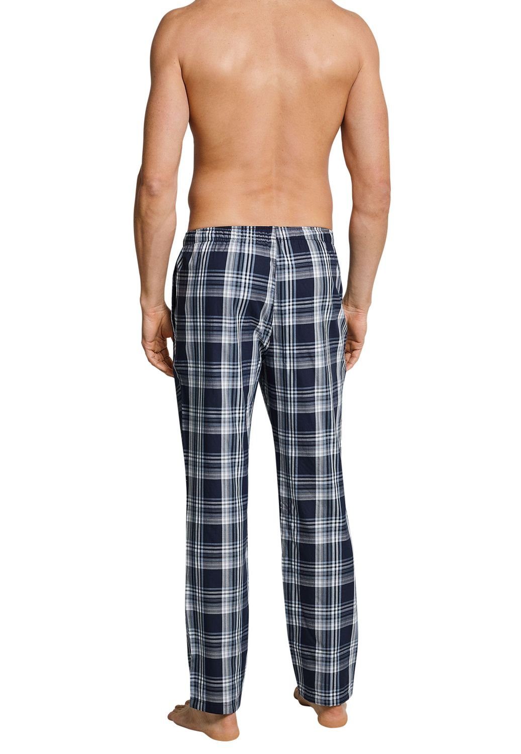 Schiesser Pyjama Mix+Relax (nur Hose, tlg) Baumwolle, kariert Pyjamahose, Taschen, Sofahose Schlafhose, seitliche Navy 1 reine