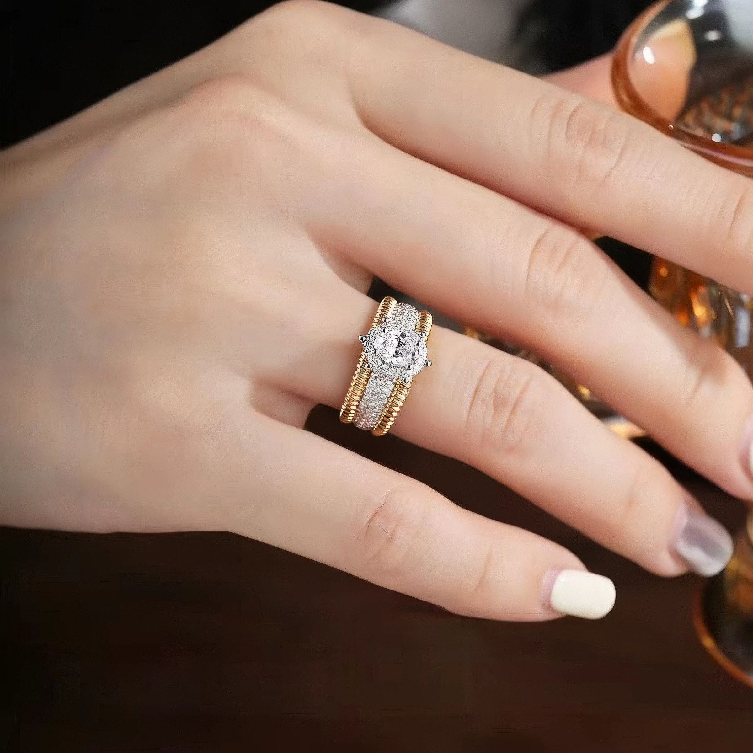 Jumpeak Diamantring Diamantring für Damen, 2ct D Vs1 wedding ring,ring damen gold, labordiamant,Mit IGi-Zertifikat,geschenk für frau,tochter geschenk – Bild 4 von 5
