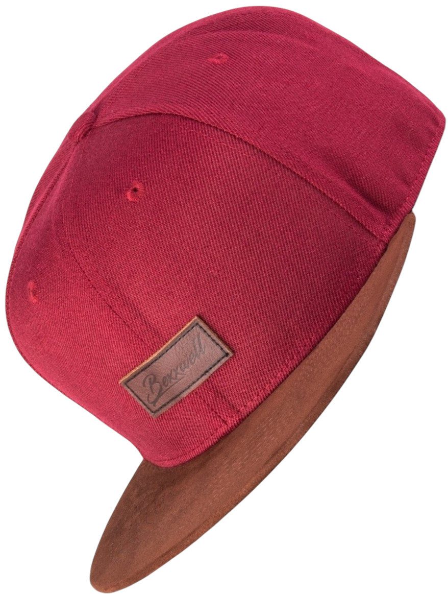 Snapback Cap mit Lederpatch, Schirm in Wildlederoptik (optimale Passform, Unisex)