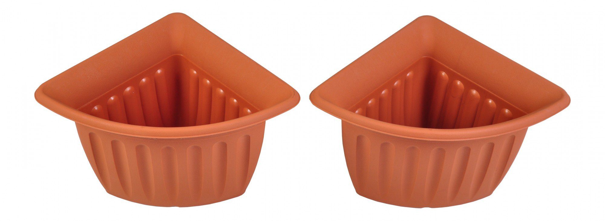 BURI Pflanzkübel Eck-Blumentopf 2er-Set Terrakotta Pflanztopf Blumenkübel Pflanzkübel