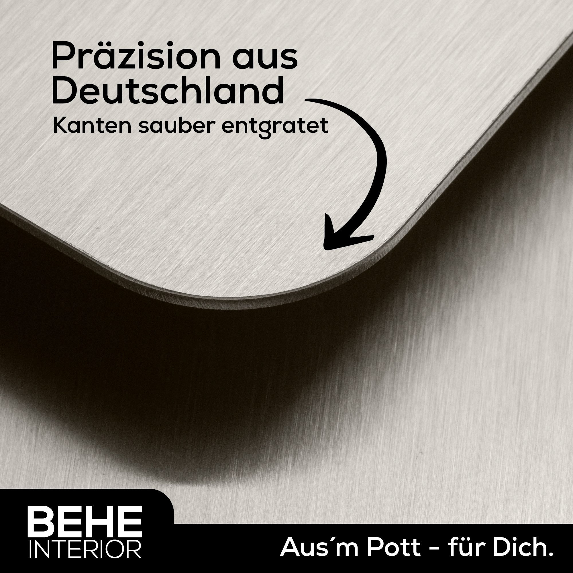 BEHE Interior Schneidebrett Edelstahl Schneidebrett Set - Rutschfest, hygienisches Frühstücksbrett, mit Griff, (1-St), Rutschfeste, selbstklebende Gummigleiter schützen Arbeitsfläche