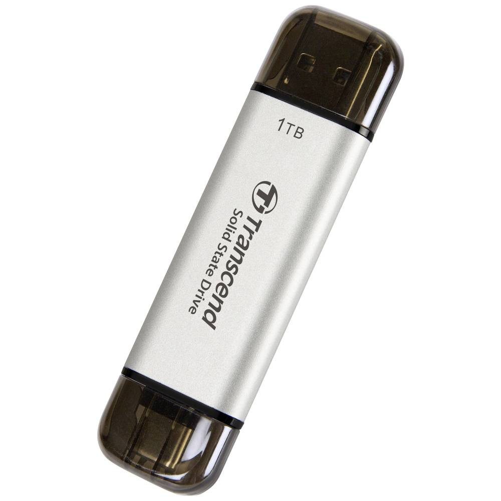 Transcend External SSD, ESD310S, USB 10Gbps, Type C/A,Silver TS1TESD310S externe SSD (1 TB)