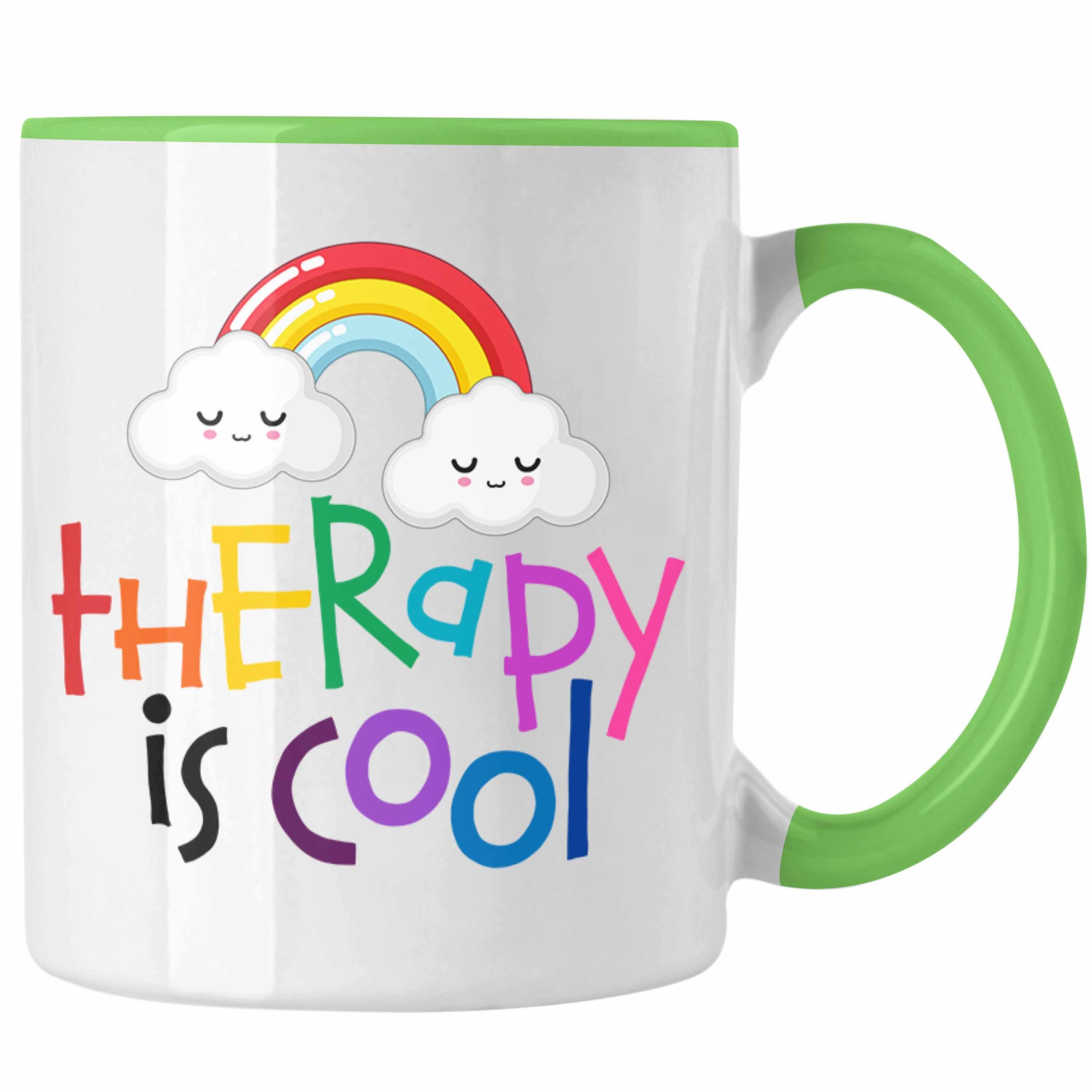 Trendation Tasse "Therapy Is Cool" Tasse Geschenkidee für Psychotherapie-Fans Grün