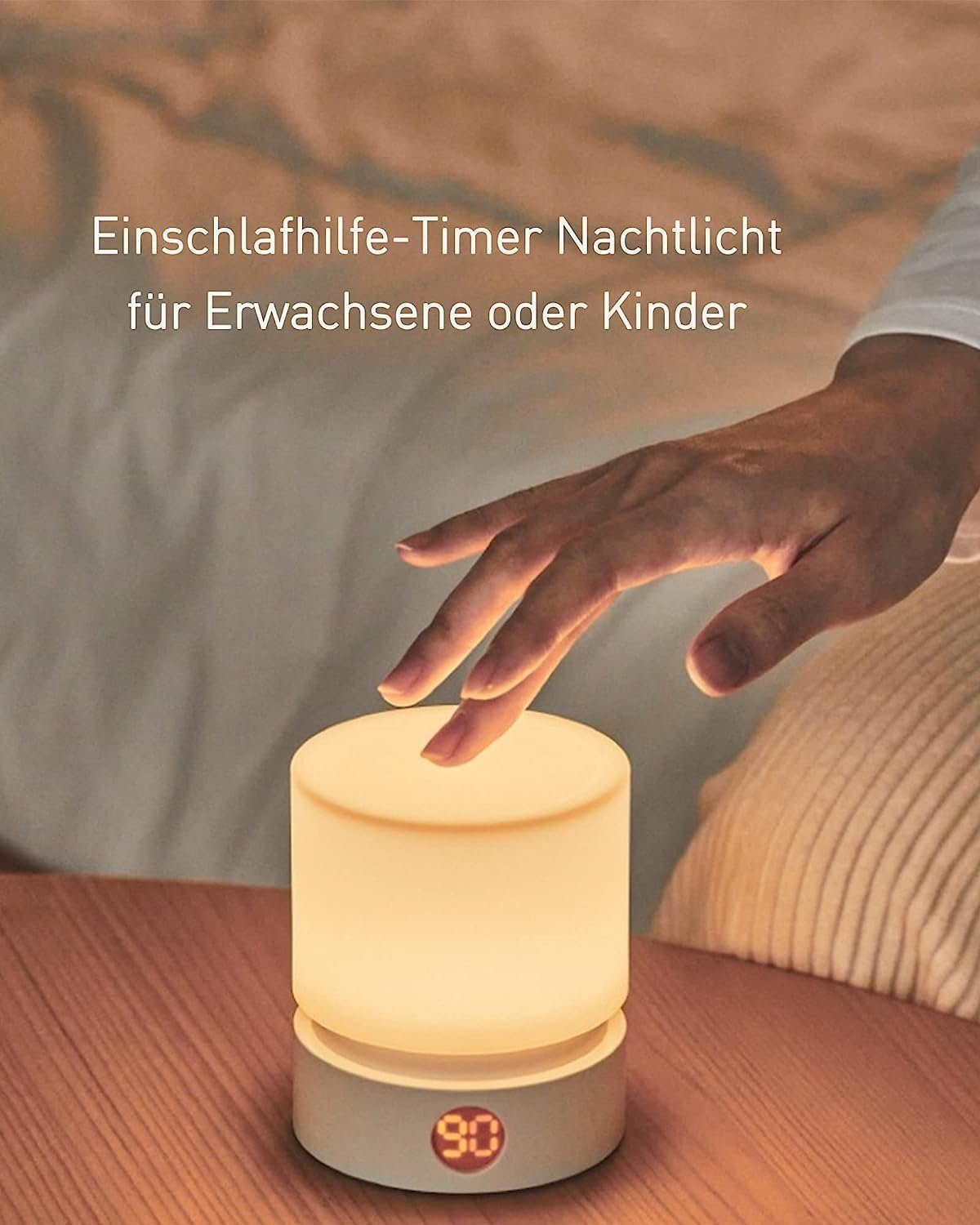 Timer,3 DOPWii Modus,3000K Weiss Eingebauter Dimmbar,Wiederaufladbar Akku mit Nachtlicht