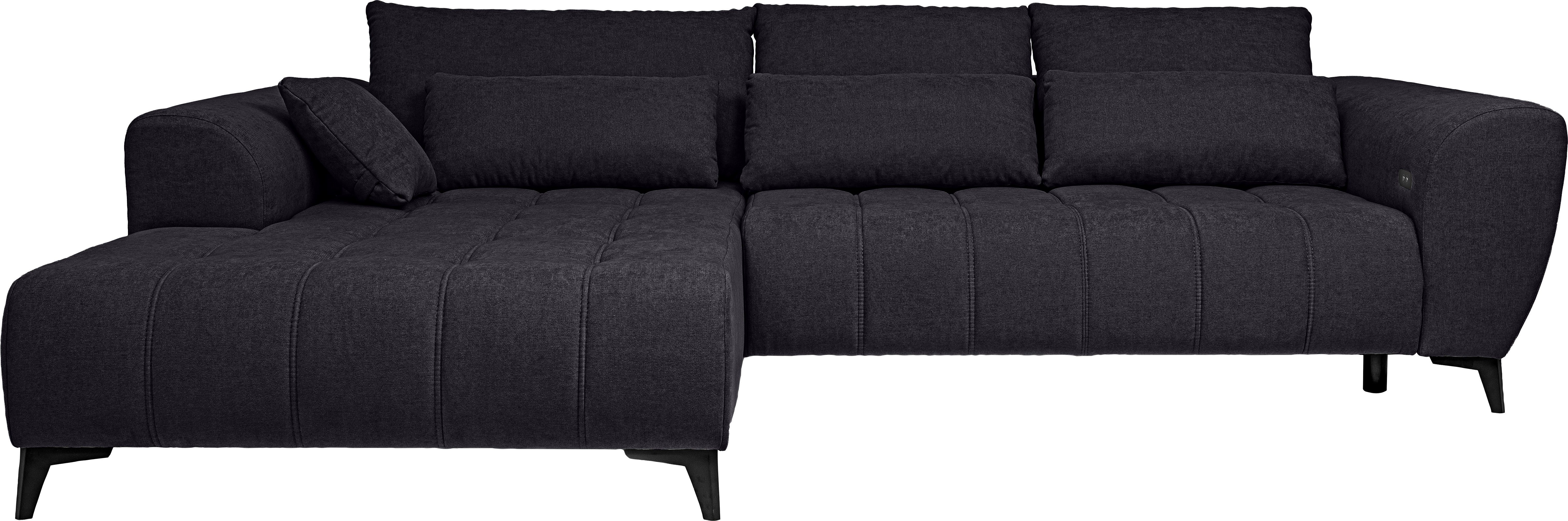 WERK2 Ecksofa Garay, XXL-Liegefläche: elektrisch ausziehbar auf ca. 228×126 cm, Luxus in Übergröße: XXL-Liegefläche, Komfort-Ottomane & stilvolle Füße