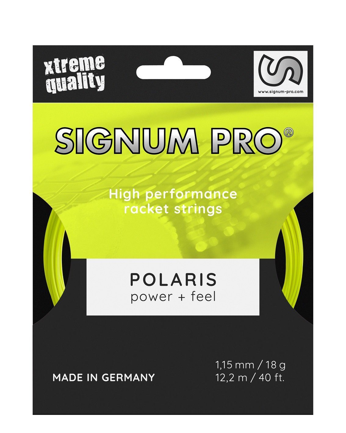 Tennissaite Polaris (Haltbarkeit+Power) neongelb 12m Set