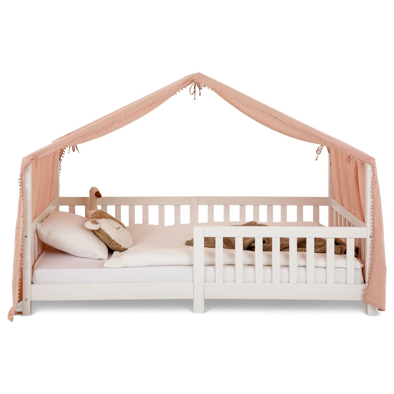 IDIMEX Betthimmel LIAN, Betthimmel Kinder aus Musselin mit Pompons Rosa