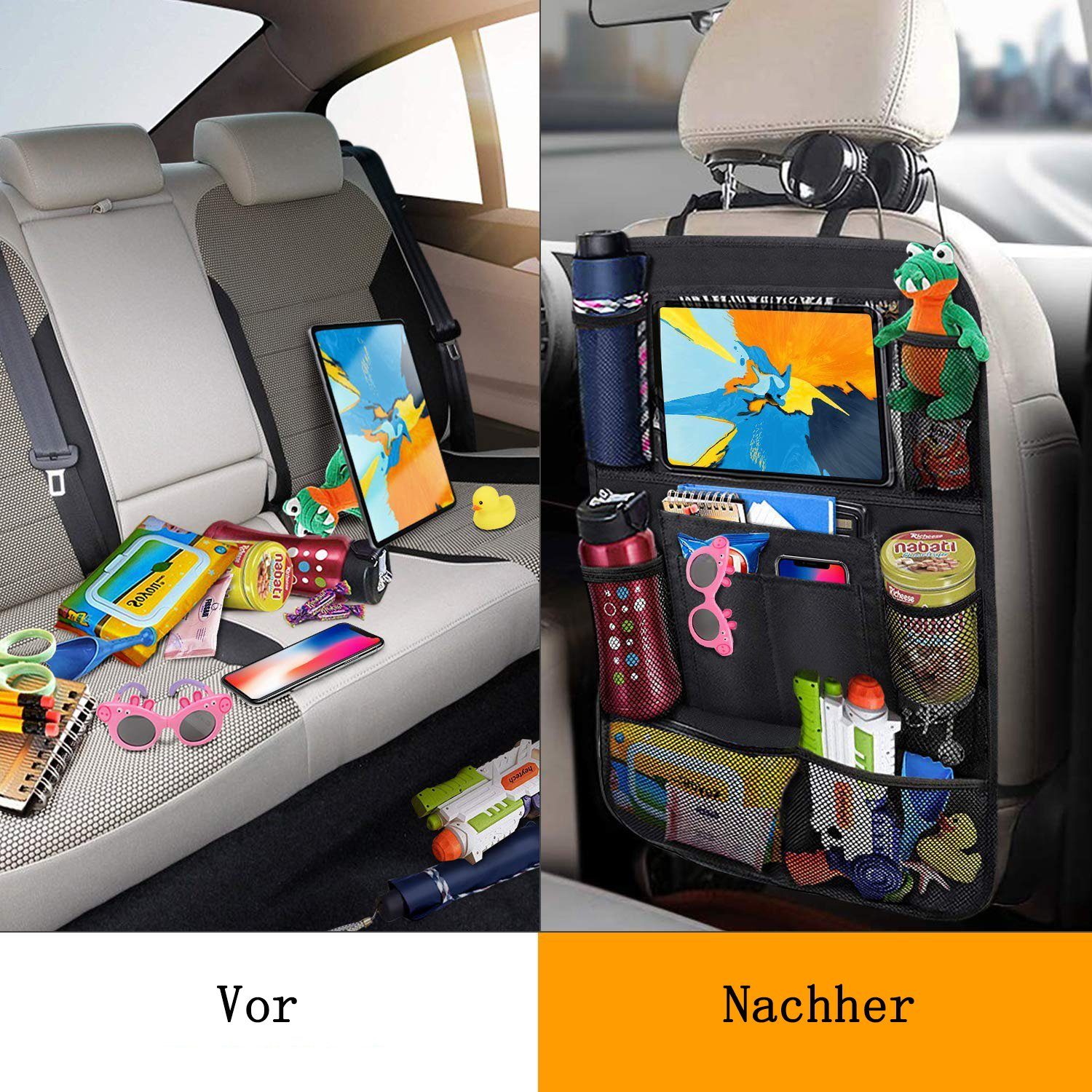 Groß 2 GelldG Rücksitz Stück Auto-Rückenlehnentasche Rückenlehnenschutz Auto Organizer Auto