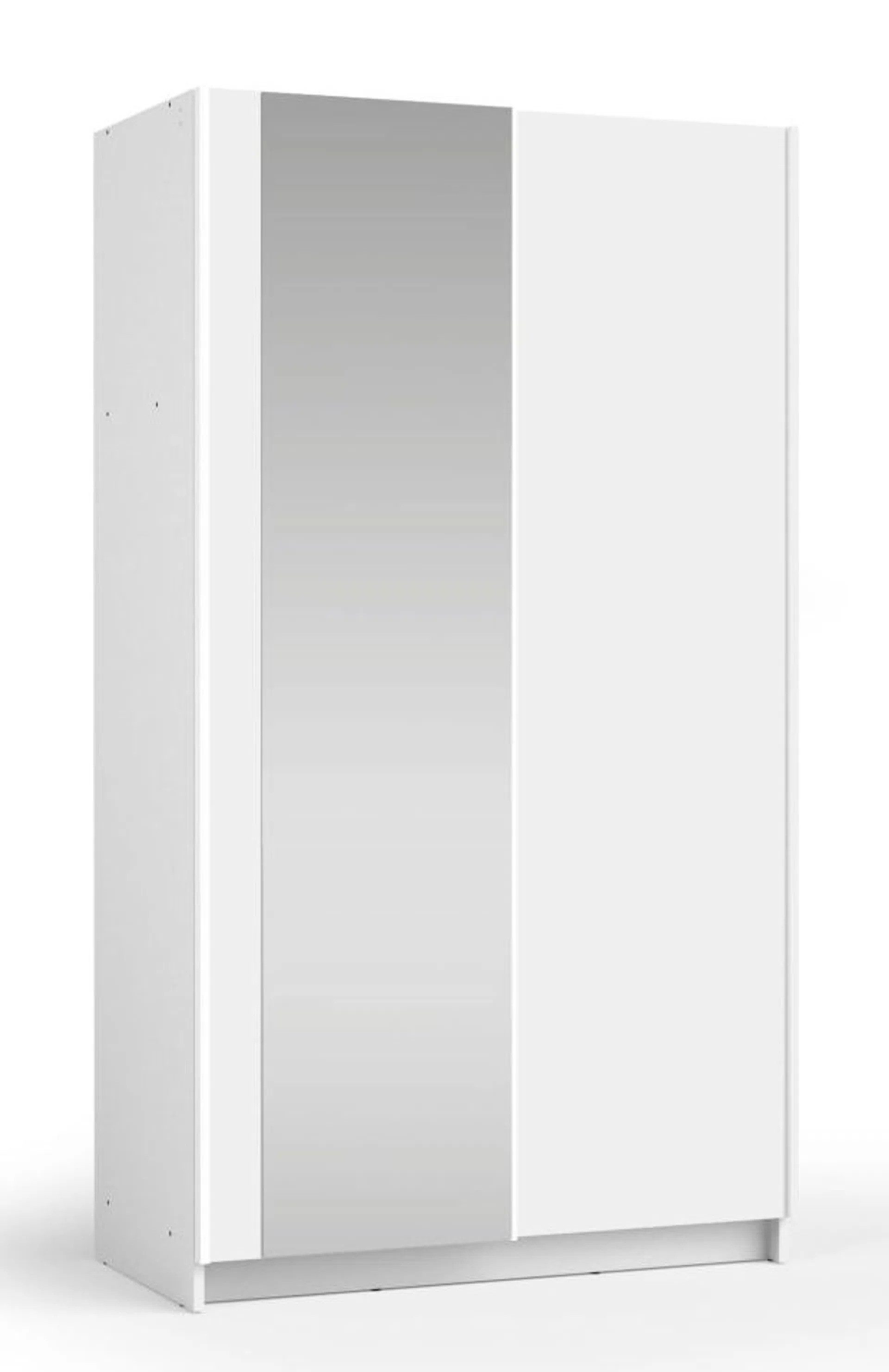 Raumhirsch Furniture Kleiderschrank Garderobenschrank, Schwebetürenschrank, Schrank mit Spiegel (Maße: 80 x 182 x 54,5 cm (2 Schiebetüren, Spiegel, Einlegeböden) Kleiderstangen, platzsparende Bauweise, funktionale Aufteilung
