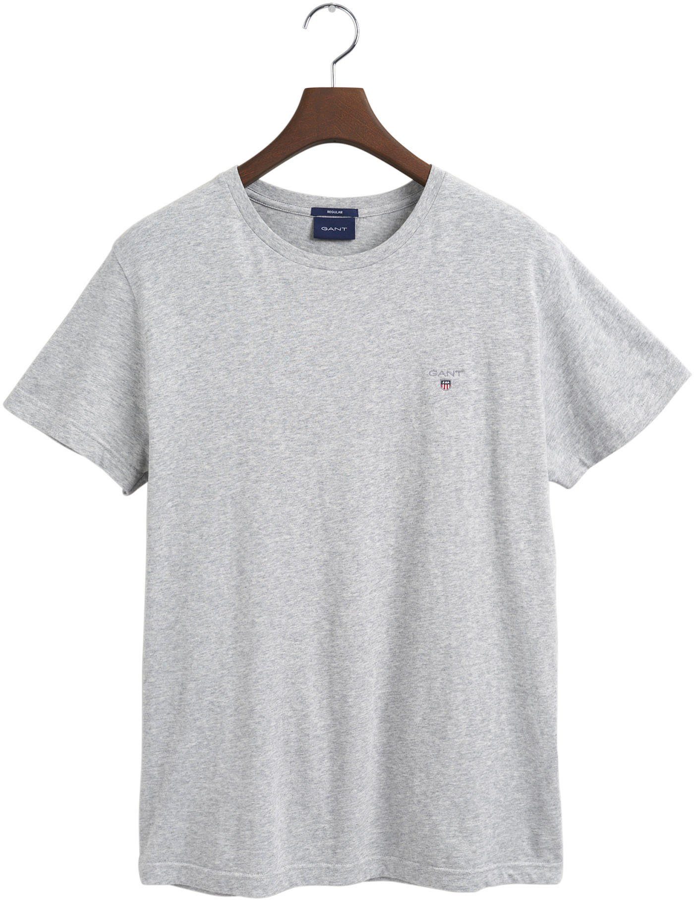 kleiner melange T-SHIRT mit Gant Kontrast-Logostickerei light SS ORIGINAL grey T-Shirt