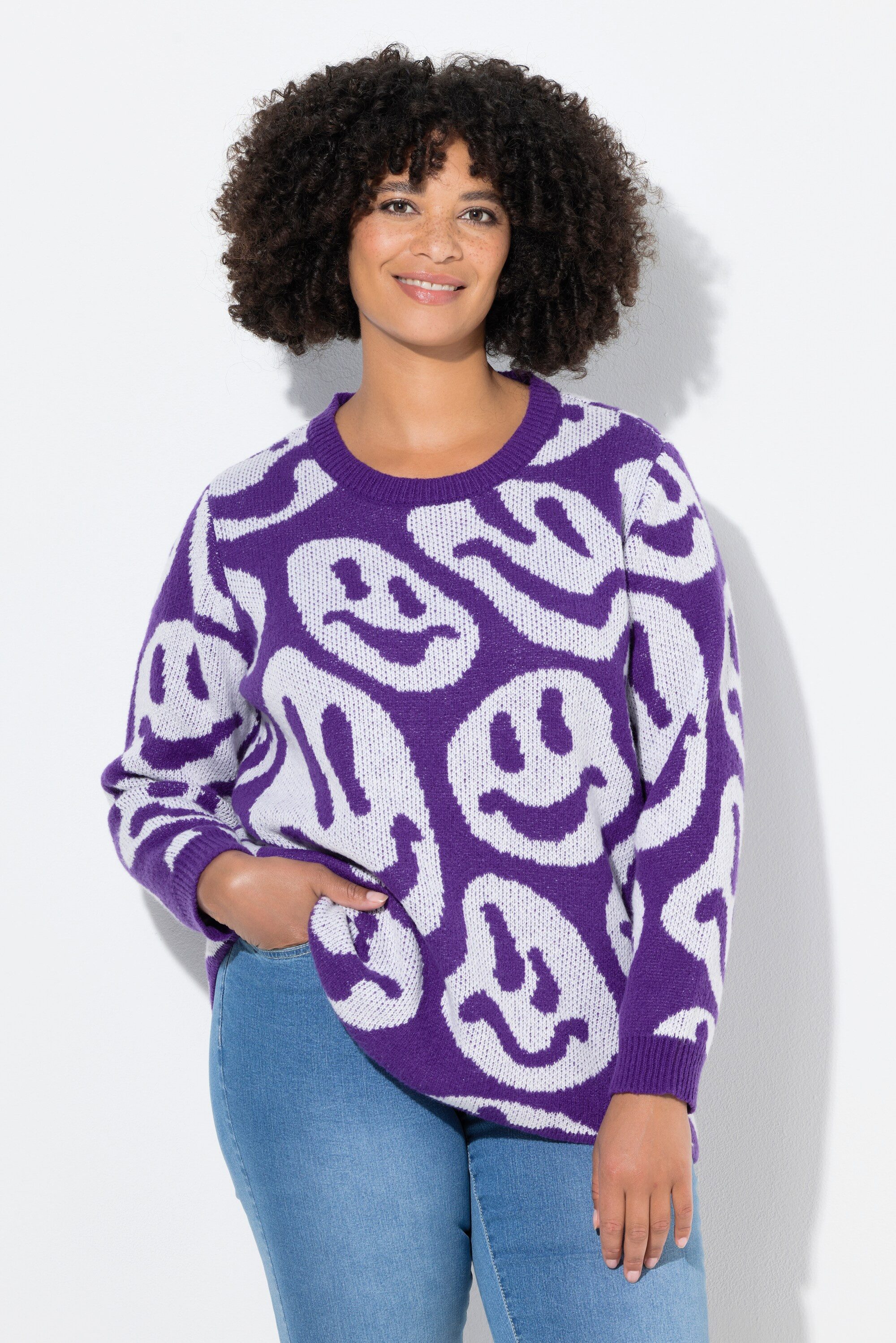 Strickpullover Pullover Straight Fit Smiley-Muster