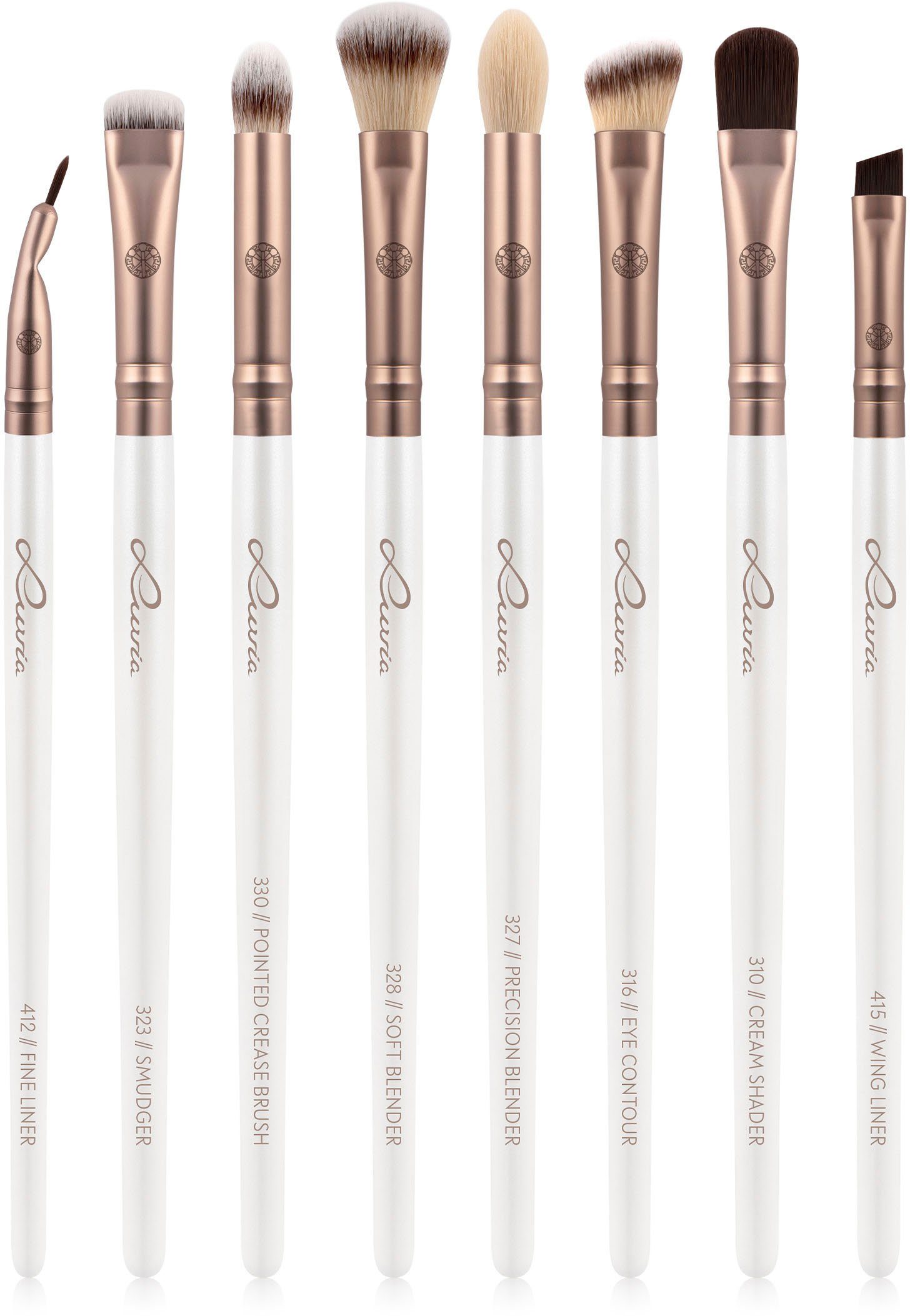 Luvia Cosmetics Kosmetikpinsel-Set ALL EYE WANT, 8 tlg., Nurai-Pinselhaar, vegan und hautfreundlich, verliert keine Haare.