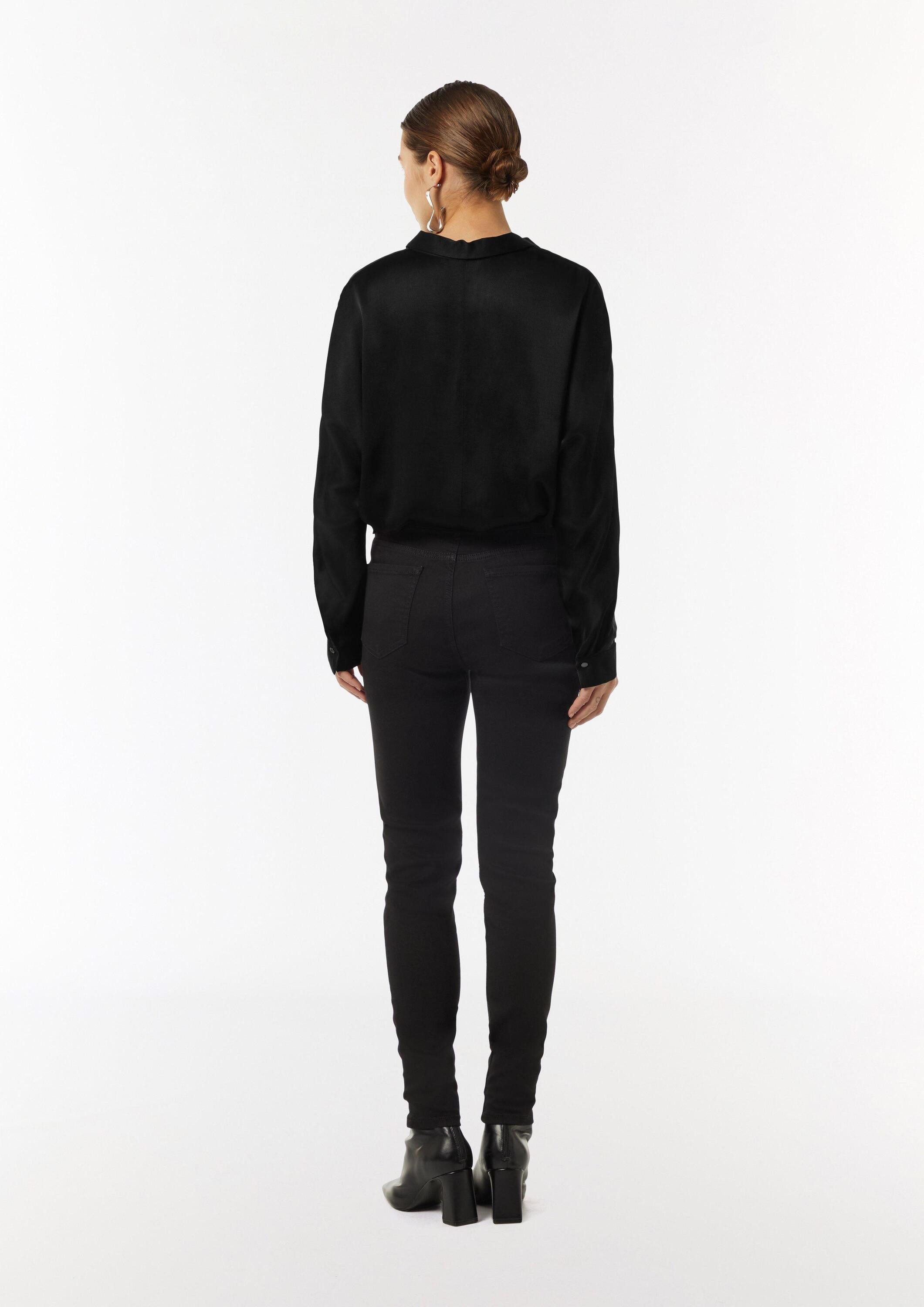 comma Langarmbluse Bluse Lange Satinbluse mit Fledermausärmeln
