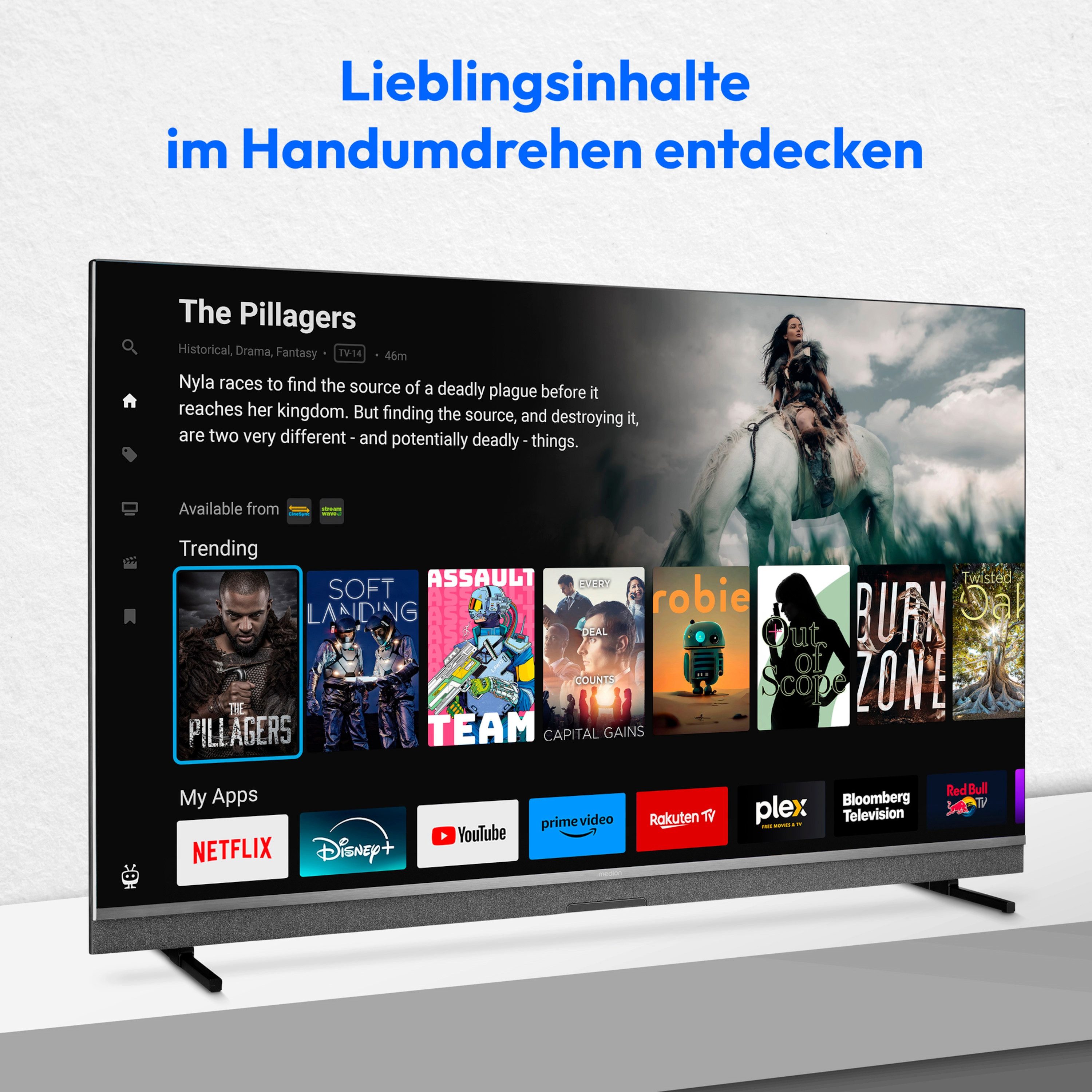 Medion® MD865900 Mini-LED-Fernseher (163.9 cm/65 Zoll, 4K Ultra HD, Smart-TV, Dolby Vision, Dolby Atmos, Netflix, HBO Max, Prime Video, Disney)