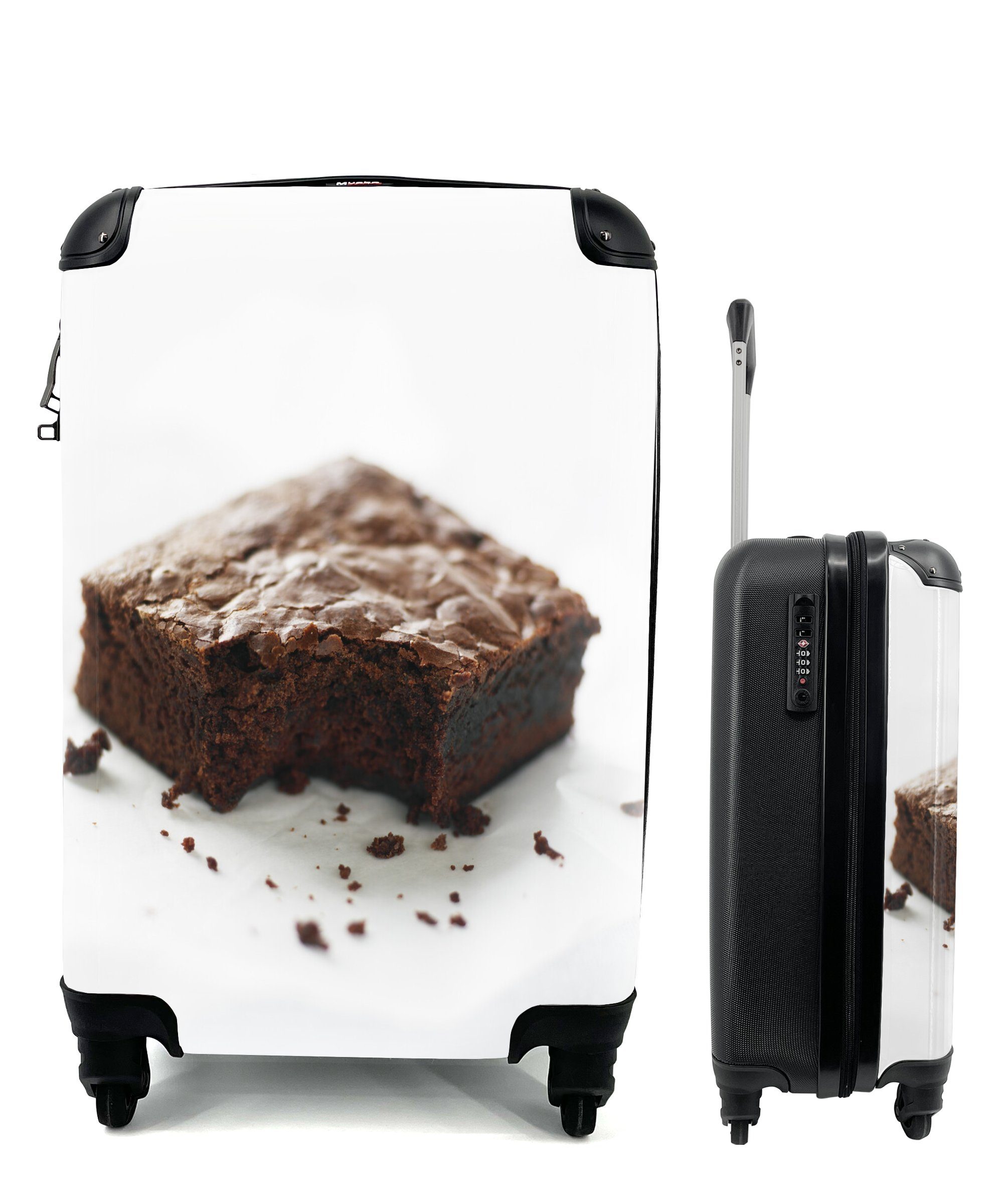 Reisekoffer Brownie Rollen, Handgepäck Handgepäckkoffer Ferien, Trolley, Hintergrund, mit Reisetasche auf weißem für MuchoWow 4 rollen,