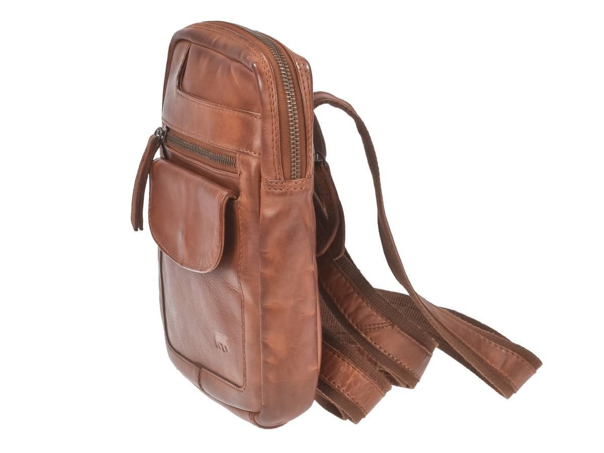 kleine Design 19x24cm, weiches Schultertasche cognac Leder Sasha, Bear Umhängetasche Crossover,