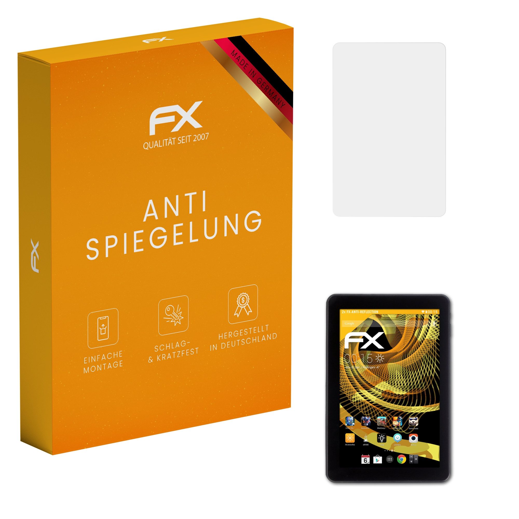 atFoliX Schutzfolie für Captiva CAPTIVA Pad 10.1 Quad HD, (2 Folien), Entspiegelnd und stoßdämpfend