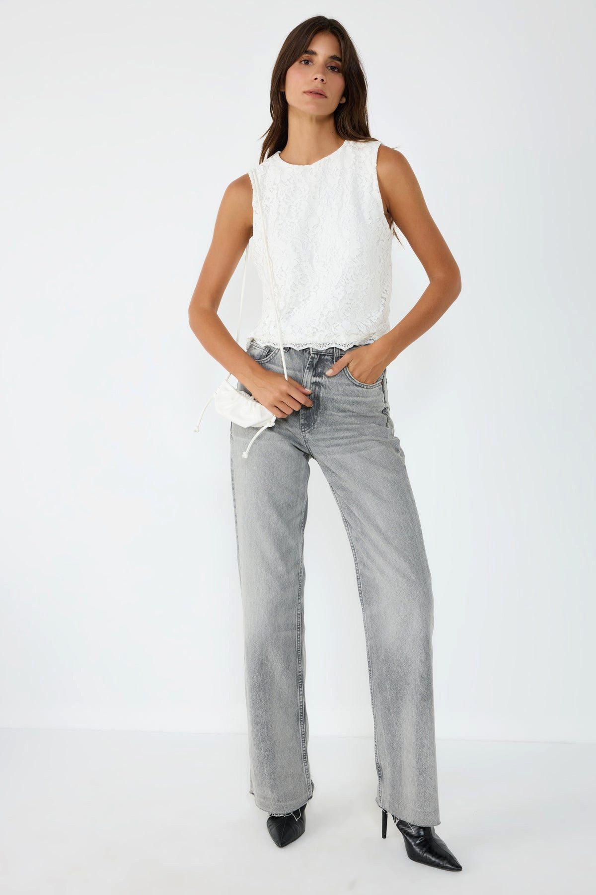 No Matter What Blusentop Bluse mit Spitzenstickerei und null Ärmeln günstig online kaufen