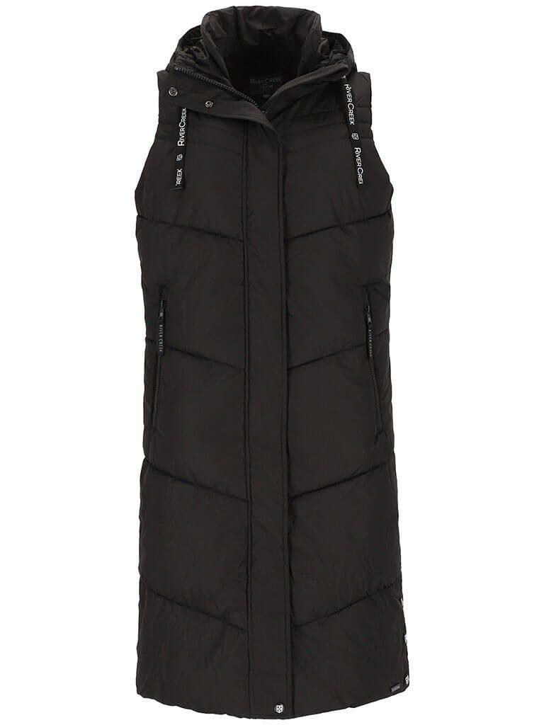 Rivercreek Steppweste Damen Langweste mit Kapuze - Gesteppte Weste mit Seit günstig online kaufen