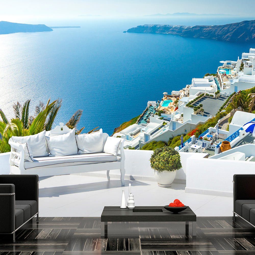 KUNSTLOFT Vliestapete View on Santorini 1x0.7 Design Tapete m, lichtbeständige halb-matt