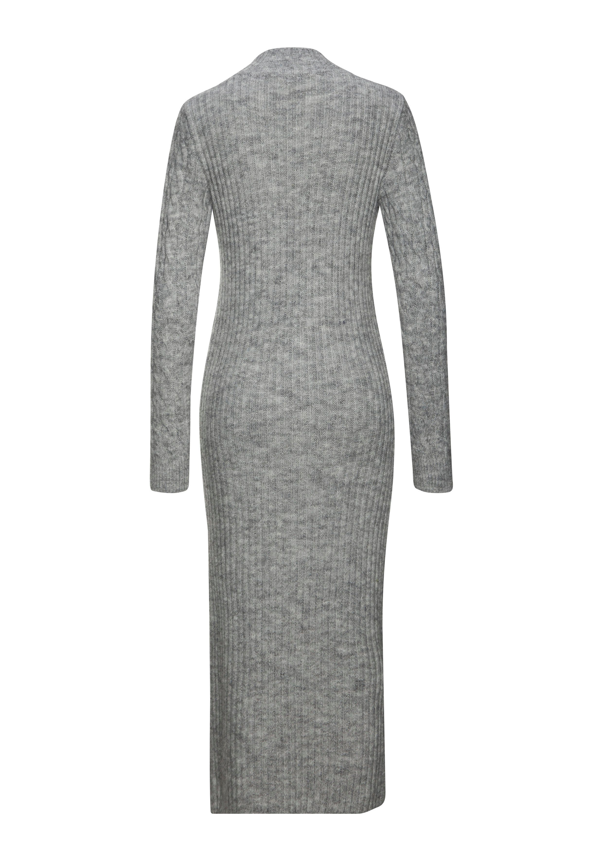 LASCANA Strickkleid mit Zopfmuster, seitlicher Schlitz, elegantes Pulloverkleid Langarm, Midikleid aus weichem Strick, figurbetont, herbstlich, casual – Bild 4 von 5