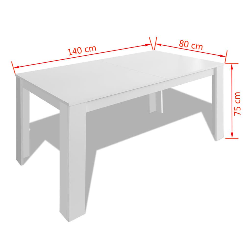 furnicato Esstisch 140 x 80 x 75 cm Weiß (1-St), Feuchtigkeitsbeständiger Küchentisch mit glatter Oberfläche – Bild 5 von 5