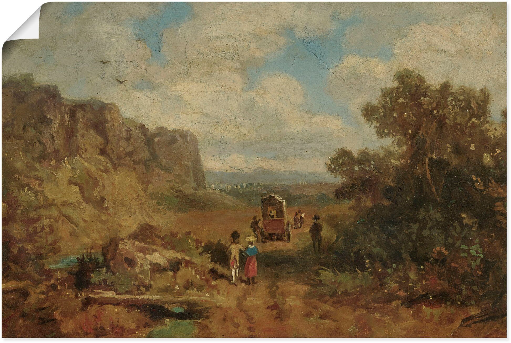 Artland Wandbild Landschaft mit Postkutsche., Kutschen (1 St), als Alubild, Leinwandbild, Wandaufkleber oder Poster in versch. Größen