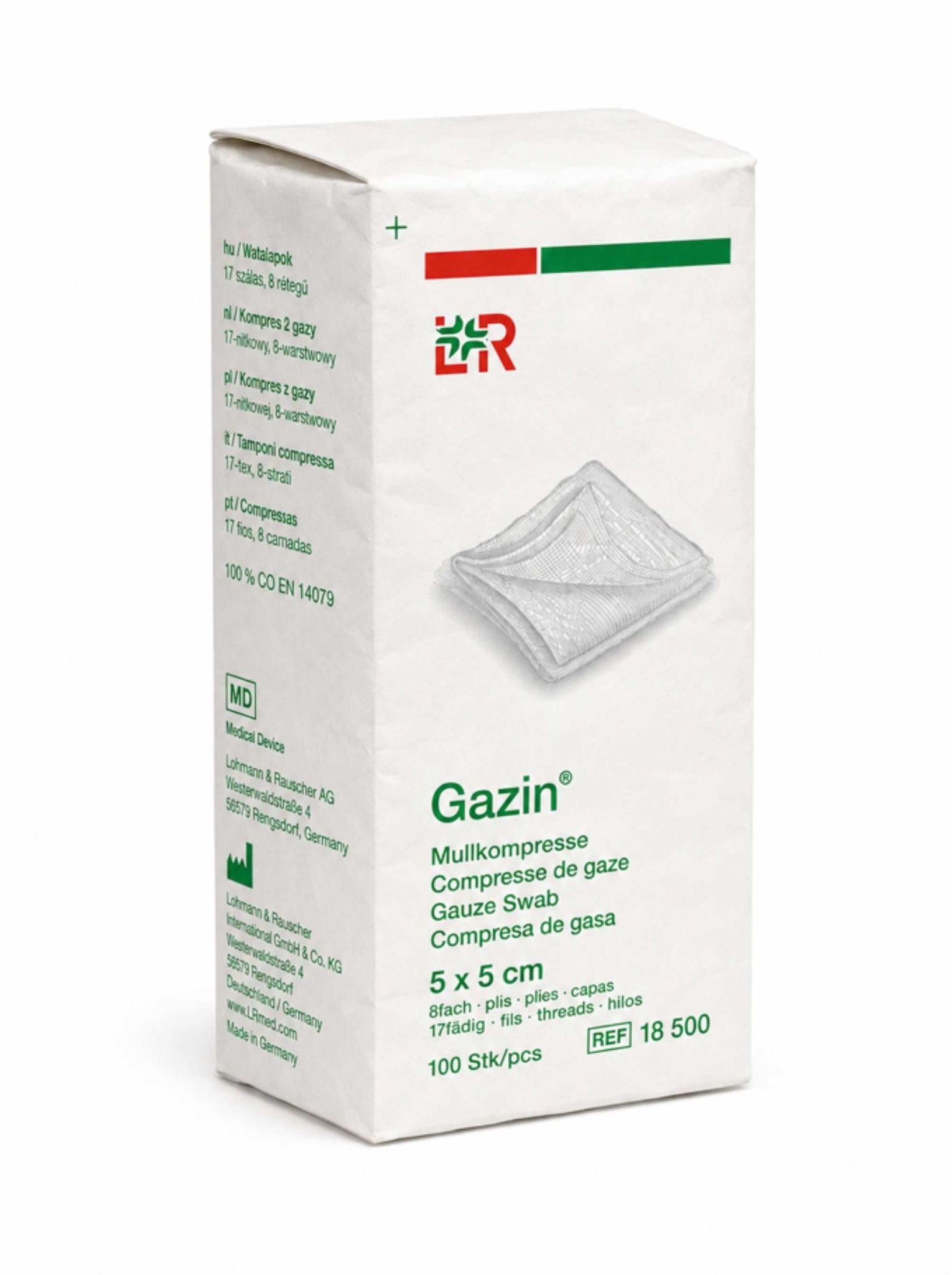 Lohmann & Rauscher GmbH & Co.KG Wundpflaster GAZIN Mullkomp.5x5 cm unsteril 8fach Op