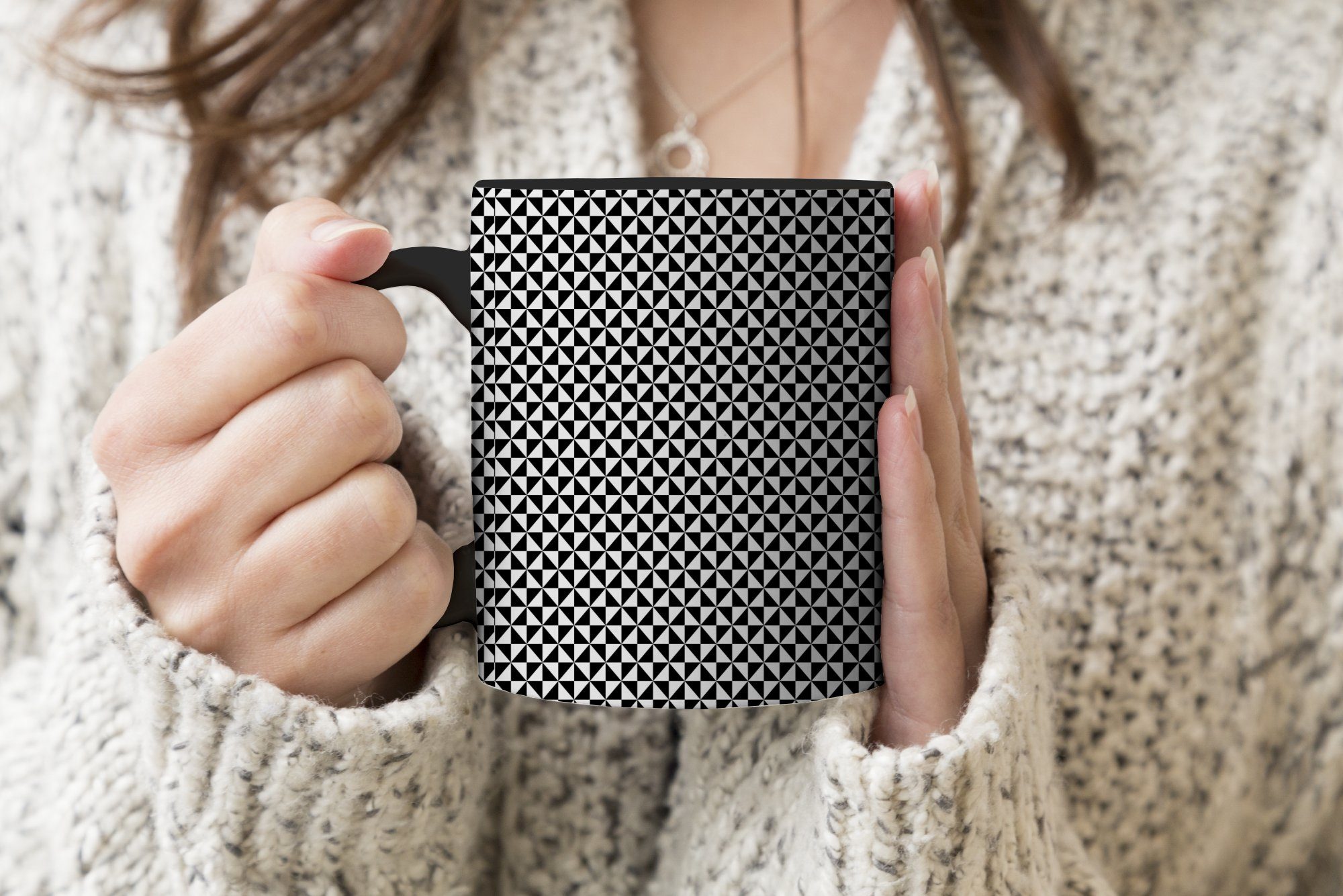 Tasse - - MuchoWow Zaubertasse, Kaffeetassen, Geschenk Teetasse, Muster, Farbwechsel, Geometrie Gestaltung Keramik,