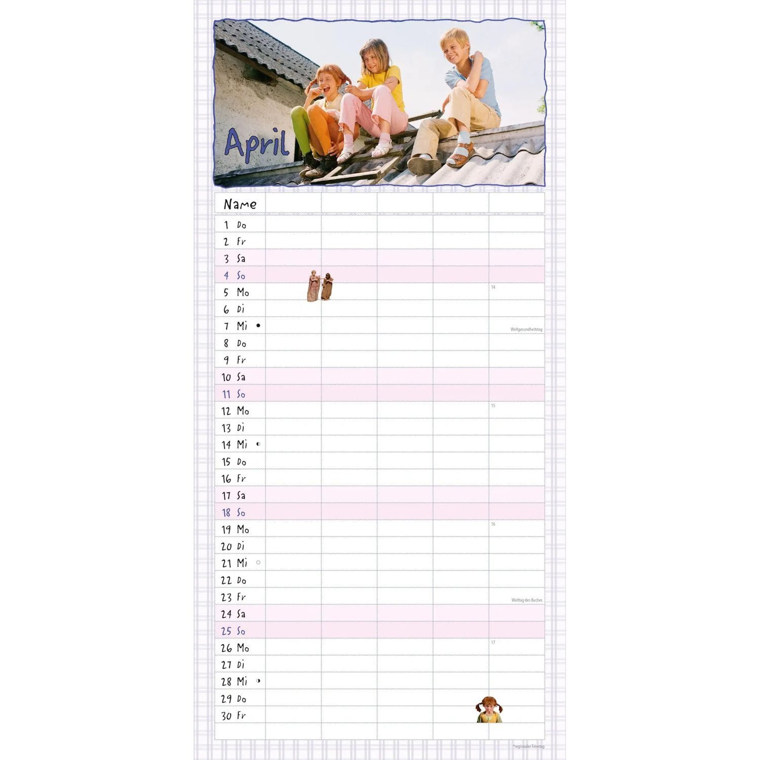 DUMONT Wandkalender Familienplaner Pippi Langstrumpf 2027 – Bild 5 von 5