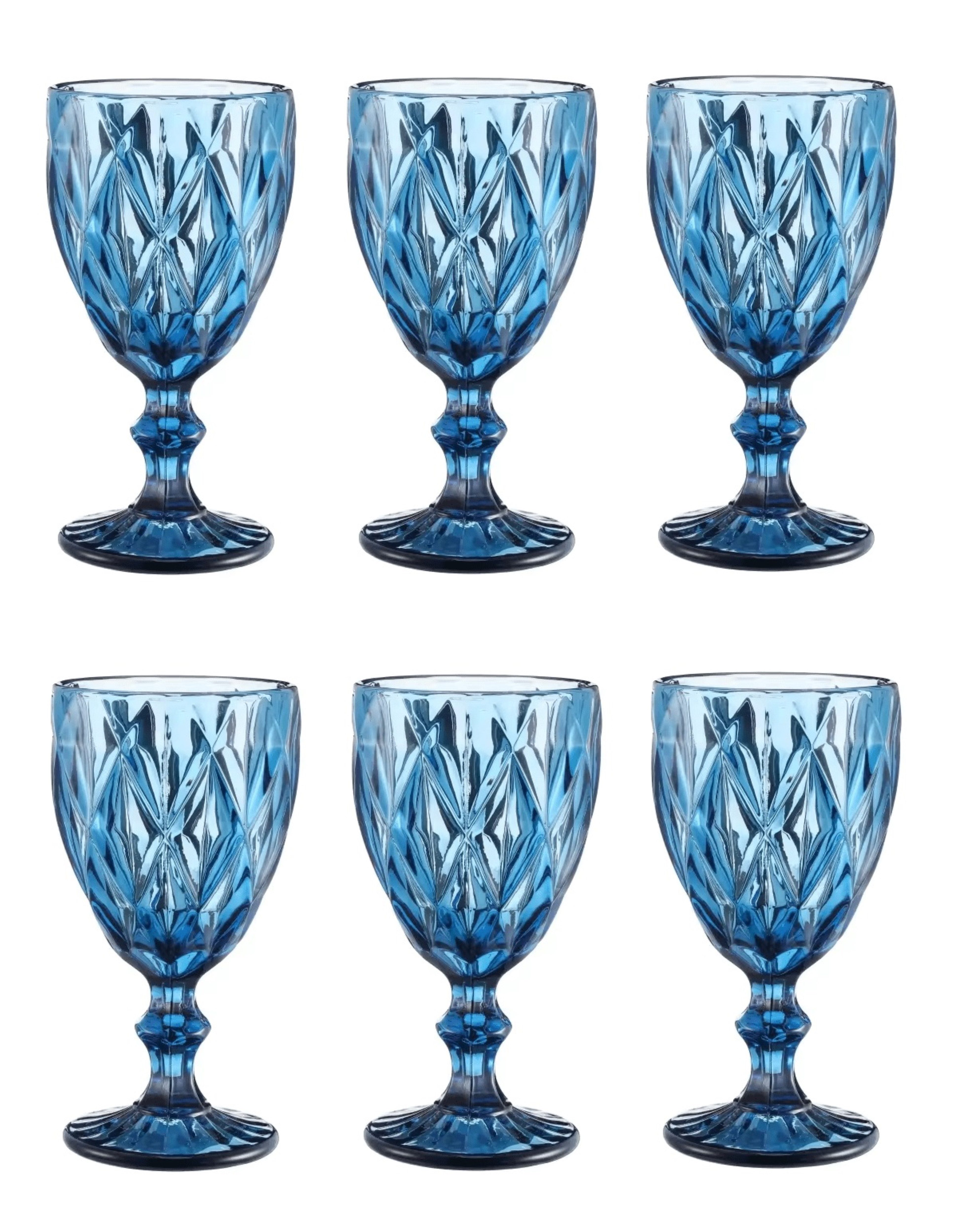 Cheffinger Gläser-Set - 6 Teiliges Set aus Glas - Trinkgläser in Blau, Glas, ideal für den täglichen Gebrauch, perfekt für Familienhaushalte