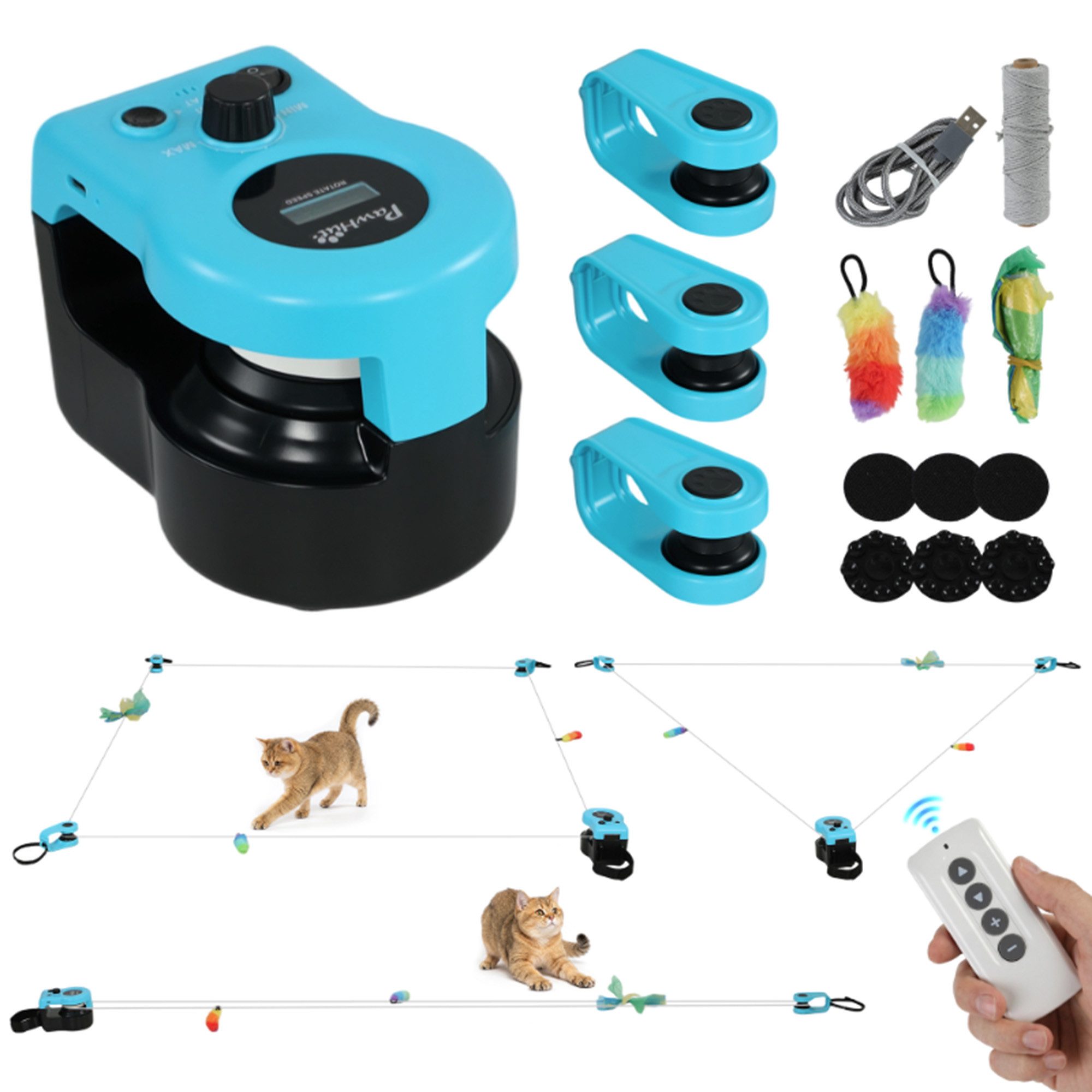 ibettertec Tier-Intelligenzspielzeug Interaktives Katzenspielzeug, Simuliertes Katzenjagdspielzeug, Haustiere, Einzelstück (1-tlg) Automatik- und Manuellmodus, Anpassbare Laufwege, Energieraubend