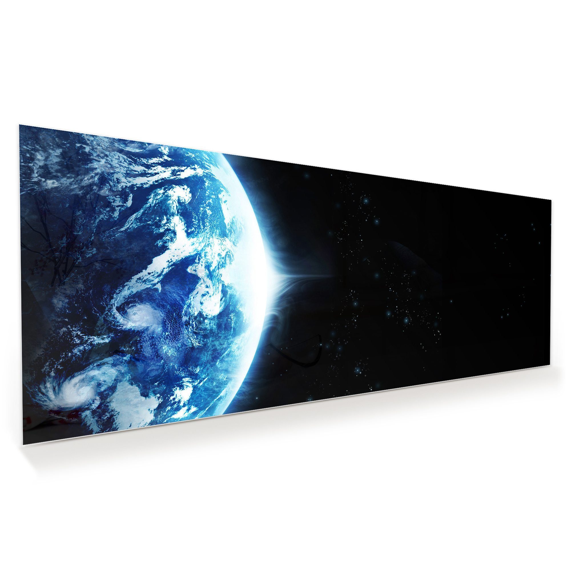 Primedeco Glasbild Wandbild Sturm auf der Erde mit Aufhängung, Weltall