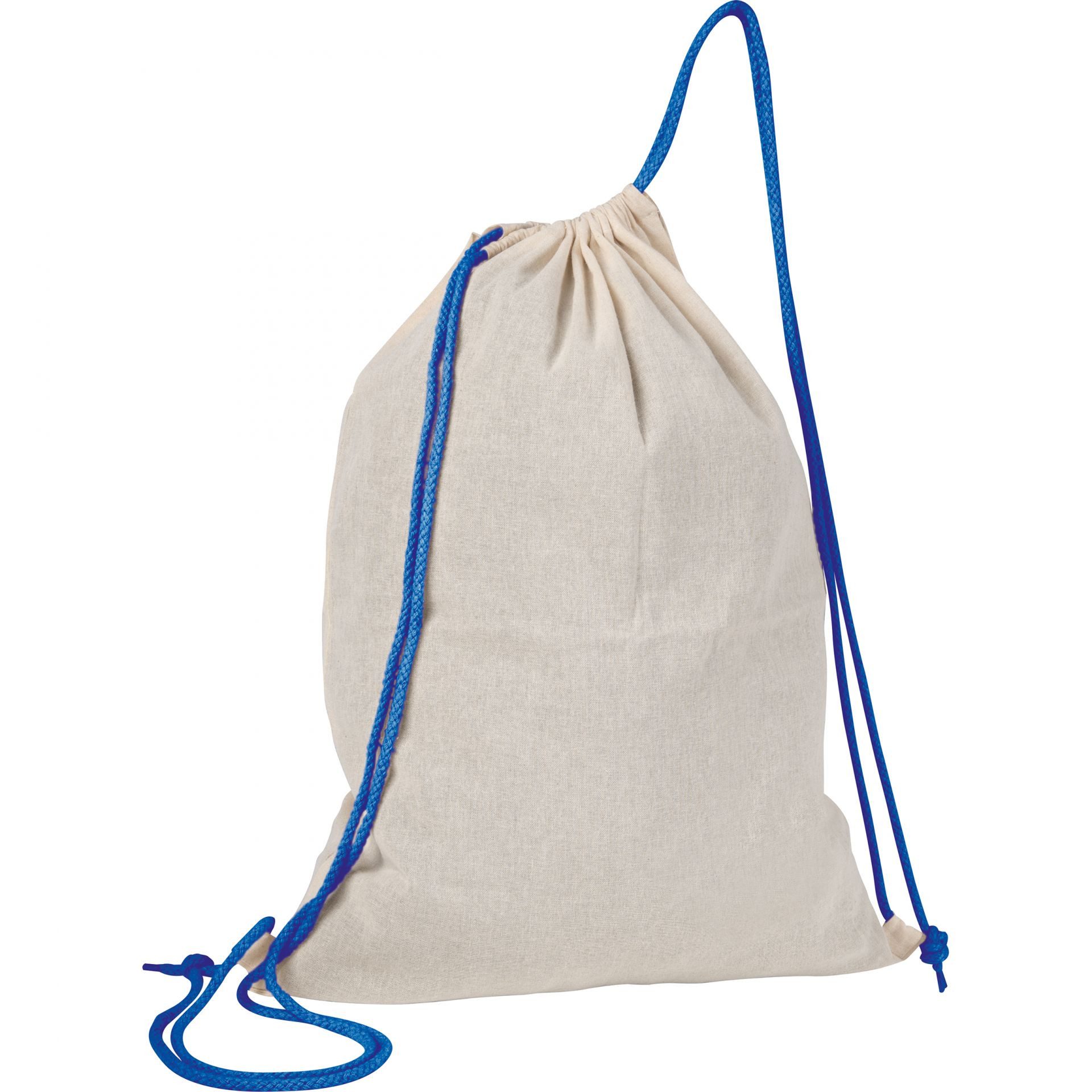 Easy Gifts Turnbeutel Baumwolle Gymbag / Sportbeutel / Turnbeutel / weiß mit blauen Kordelzü