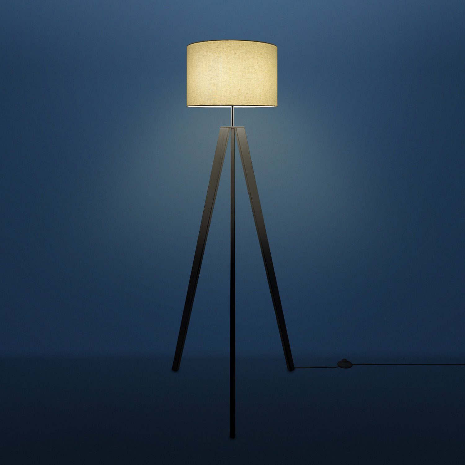 Paco Home Stehlampe Lampe uni Leuchtmittel, Fuß Vintage Skandinavischer Canvas LED Color, E27 Stil Stehlampe Wohnzimmer ohne