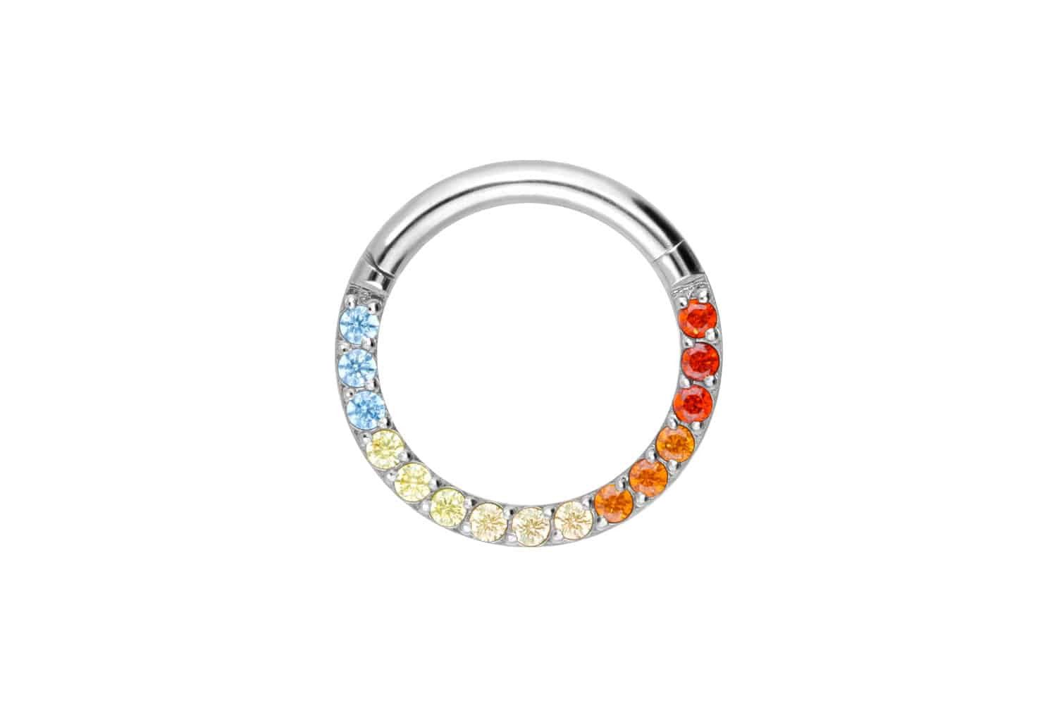 Nasenpiercing Titan Segmentring Clicker EINGEFASSTE BUNTE KRISTALLE Ohrpiercing