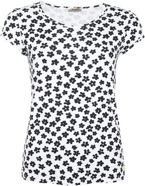 Seidel Moden T-Shirt mit Blumen-Allover-Print in Black and White, Made in Germany
